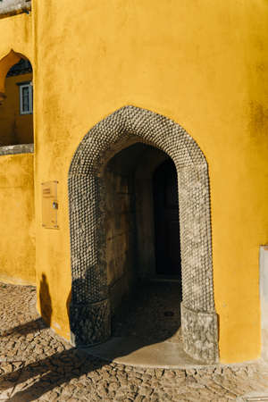 Pena Palace in Sintra, Lisbon, Portugal. famous landmark. Most beautiful castles in Europe. high...