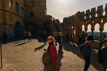 Pena Palace in Sintra, Lisbon, Portugal. famous landmark. Most beautiful castles in Europe. high quality photoのeditorial素材