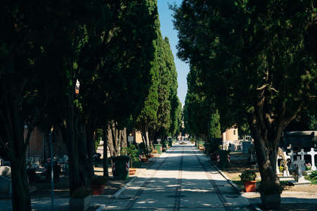 Venice, Italy - Sep, 2021: Architecture inside Cimitero di San Michele, Venice. high quality photoのeditorial素材