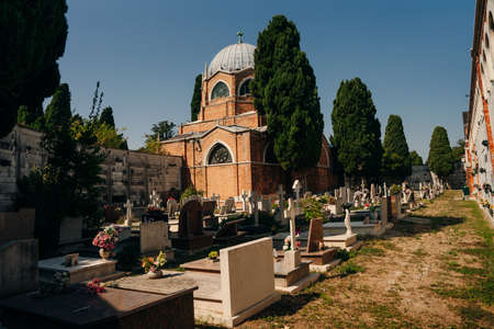 Venice, Italy - Sep, 2021: Architecture inside Cimitero di San Michele, Venice. high quality photoのeditorial素材