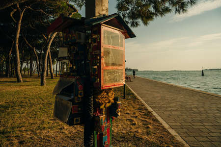 Looking towards The Lido at Parco delle Rimembranze, Venice. high quality photoのeditorial素材