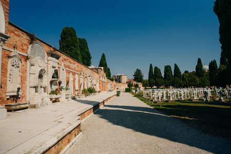 Venice, Italy - Sep, 2021: Architecture inside Cimitero di San Michele, Venice. high quality photoのeditorial素材