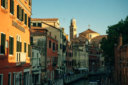 Italy - nov, 2021. The cityscape and architecture of Venice. Urban canal and boats on it. high quality photoのeditorial素材