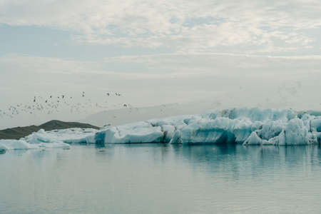 Jokulsarlon Glacier Lagoon and the Diamond Beach Located in Vatnajokull National Park in the south of Iceland. High quality photoの写真素材