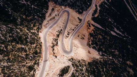 top view of the serpentine in the highlands. The road is laid in the rock. high quality photoの写真素材