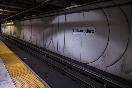 Interior shot of an empty Muni Train during the Coronavirus pandemic. San Francisco, CA - nov, 0221....