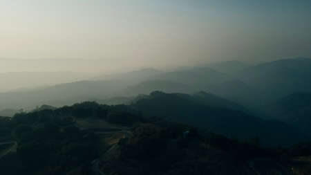 Sunset views of the south San Francisco bay area and hills from the top of Mt Hamiltonの写真素材