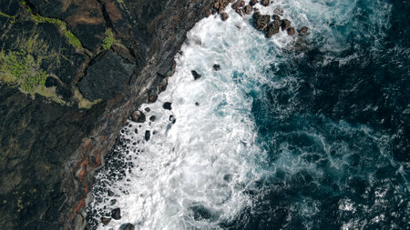 Aerial view of beach coastline in Hawaii, usaの写真素材
