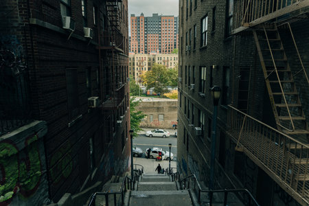NEW YORK, USA,-NOVEMBER 31,2022: The tourist attraction staircase in Bronx. high quality photoのeditorial素材