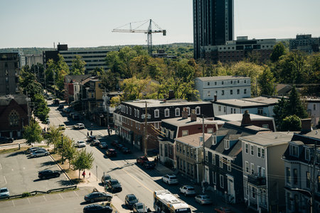 HALIFAX, NS, CANADA - MAY 2022: Historic Buildings on Barrington Street between Prince Street and Sackville street in downtown Halifax, Nova Scotia, Canada. high quality photoのeditorial素材