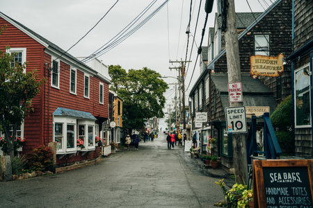 Street of Bearskin Neck Rockport Massachusetts, usa - Oct, 2022. High quality photo