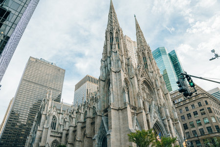 Saint Patrick Church on a sunny day of Autumn. New York City, USA - Oct, 2022. High quality photo