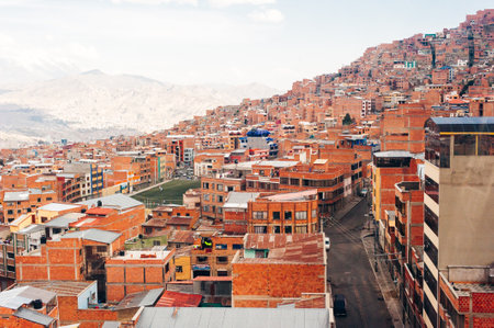 la paz, bolivia. november, 2022: panoramic view of la paz city, bolivia. high quality photoのeditorial素材