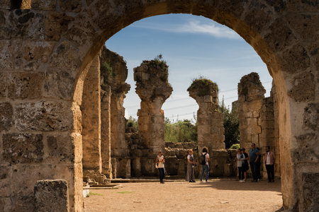 The ruins of ancient ancient Anatolian city of Perge located near the Antalya city in Turkey. high quality photoのeditorial素材