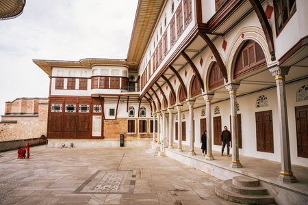 ISTAMBUL, TURKEY - SEP 2022: This is the hall in the Harem of the Topkapi Palace. high quality photo