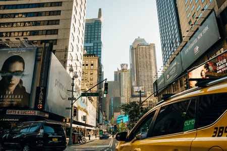 Famous Times Square landmark in New York downtown with mock up billboards for advertising and commercial information content. high quality photoのeditorial素材