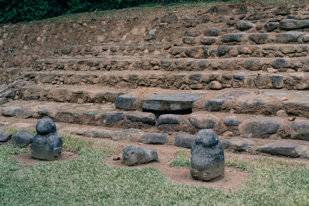 Archaeological Park Takalik Abaj in Retalhuleu, Maya and Olmeca, Guatemala - Feb 2023. High quality photoの写真素材