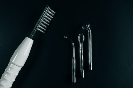 darsonval on black background, closeup. Space for text. high quality photoの写真素材