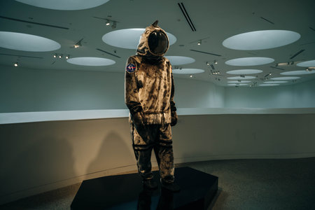 Winnipeg, MB, Canada - May 2022: An overhead look at the exhibition floor at WAG-Qaumajuq. high quality photoのeditorial素材