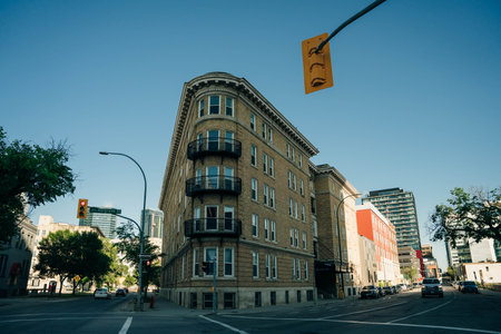 Winnipeg, MB, Canada - June 2022: An empty street in downtown Winnipeg. high quality photo