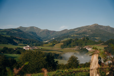 morning fog in the mountains of the Pyrenees. high quality photoの写真素材