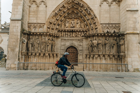 Main facade of the Gothic Cathedral of Burgos on a sunny day. Burgos, Castilla y Leon, Spain - nov, 2021. High quality photoのeditorial素材