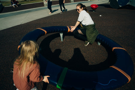 calgary, canada -playground with children may, 2022 . high quality photoのeditorial素材