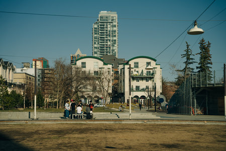 calgary, canada -playground with children may, 2022 . high quality photoのeditorial素材