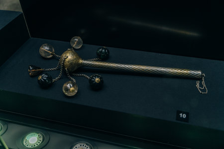 Antique Ottoman Sword from weapons collection in Istanbul Topkapi Palace. turkey - Sep 2022. High...