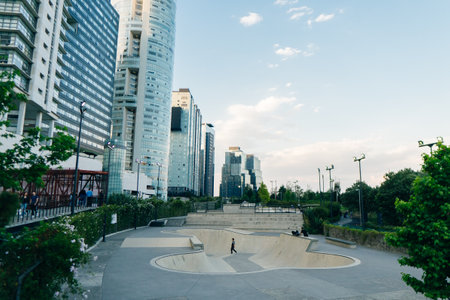 skate park in santa fe, mexico city - april 2023. High quality photoのeditorial素材