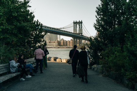 Brooklyn bridge view from dumbo, New York, United States. 07/03/2022. high quality photo