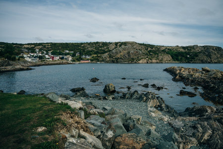 Brigus, Newfoundland, Canada: Small fishing village on a calm, gray day. high quality photoのeditorial素材
