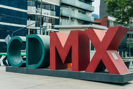 MEXICO CITY - March 2023 A statue sculpture sign reading CDMX standing for Ciudad de Mexico. high...