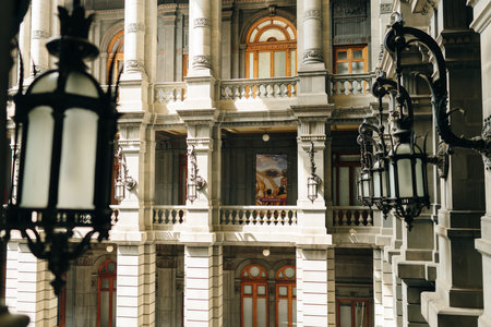 Stariways of the Museo Nacional de Arte MUNAL old Palace of Communications in Mexico City - may 2023. High quality photoのeditorial素材