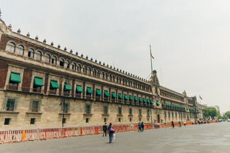 Zocalo Constitution Square and National Palace Spanish: Palacio Nacional, Mexico City CDMX - may 2023. High quality photoのeditorial素材