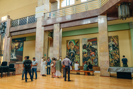 Mexico City, Mexico - may 2023 Interior of Palacio de Bellas Artes Palace of Fine Arts. High quality photoのeditorial素材