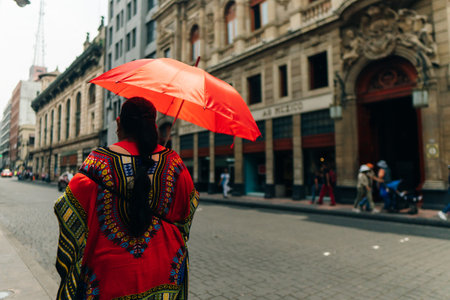 mexican woman in national costume on the street in mexico city - may 2023. High quality photoのeditorial素材