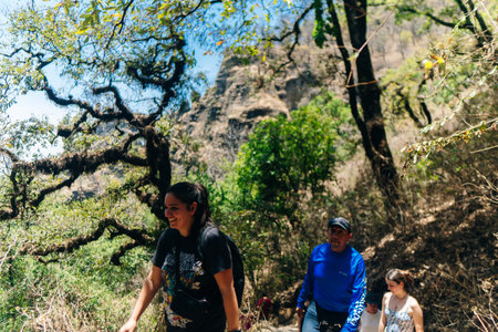 Tepozteco pyramid at Tepoztlan, Morelos, Mexico - april 2023. High quality photo
