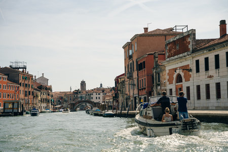canal for ferries in venice, italy - may 2023. High quality photo
