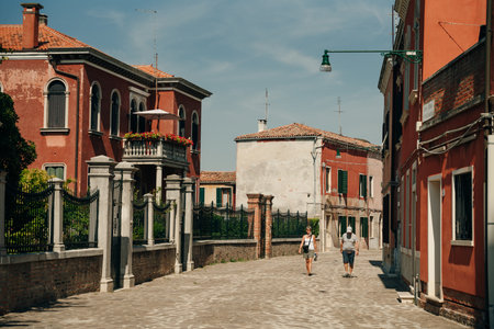 Streets of Murano island, Venice, Italy on summertime. Italy - may 2023. High quality photo