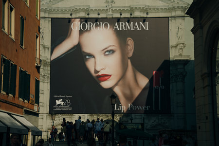 billboard armani in venice, italy - may 2023. High quality photoのeditorial素材