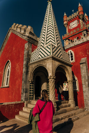 Pena Palace in Sintra, Lisbon, Portugal. famous landmark. Most beautiful castles in Europe. high quality photoのeditorial素材