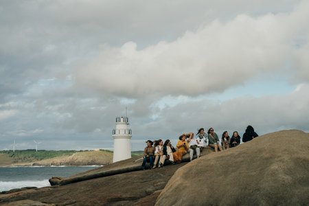 Lighthouse in Galicia- Punta da barca, Muxia in Spain - May 2023. High quality photoのeditorial素材