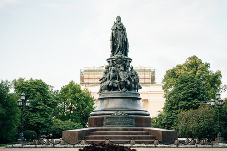 Monument to Catherine II near Alexandrinsky Theater - St. Petersburg Russia - may 2023. High quality photoのeditorial素材