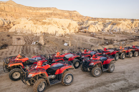 ATV Quad Bike in front of mountains landscape in Turkey - feb 2023. High quality photoのeditorial素材