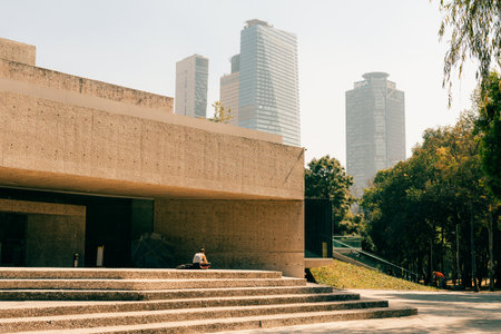 Mexico City, CDMX, Mexico - may 2023 Facade of the Rufino Tamayo Museum at Chapultepec Park. high quality photoのeditorial素材