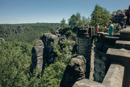 Bastion Bridge in the Saxonian Swiss in Germany. high quality photoのeditorial素材