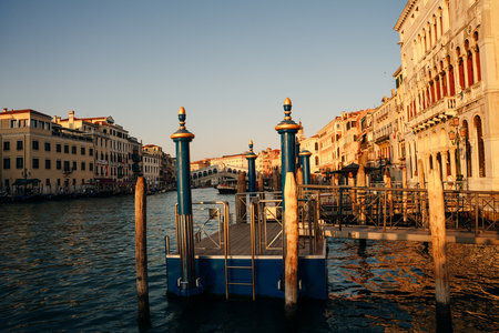 jetty at sunset in venice, italy - may 2023. High quality photoのeditorial素材