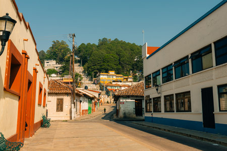 Stairs to San Cristobalito church, at San Cristobal de las Casas, mexico - May 2023. High quality photoのeditorial素材