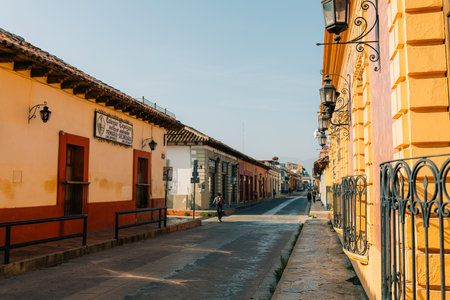 Streets in the cultural capital of Chiapas - San Cristobal de las Casas, Mexico. high quality photoのeditorial素材